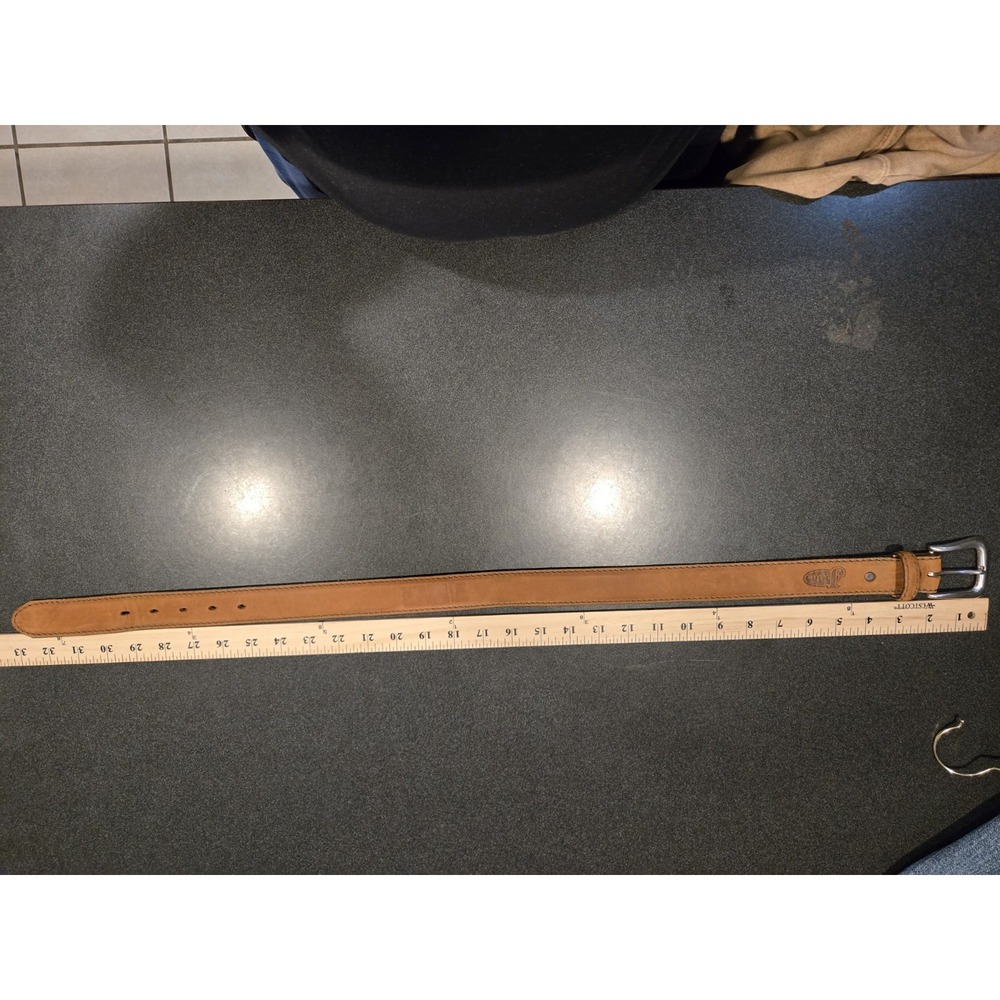 Vintage Justin Boots Leather Belt Size 30 Tan Brown Western Cowboy USA Made
